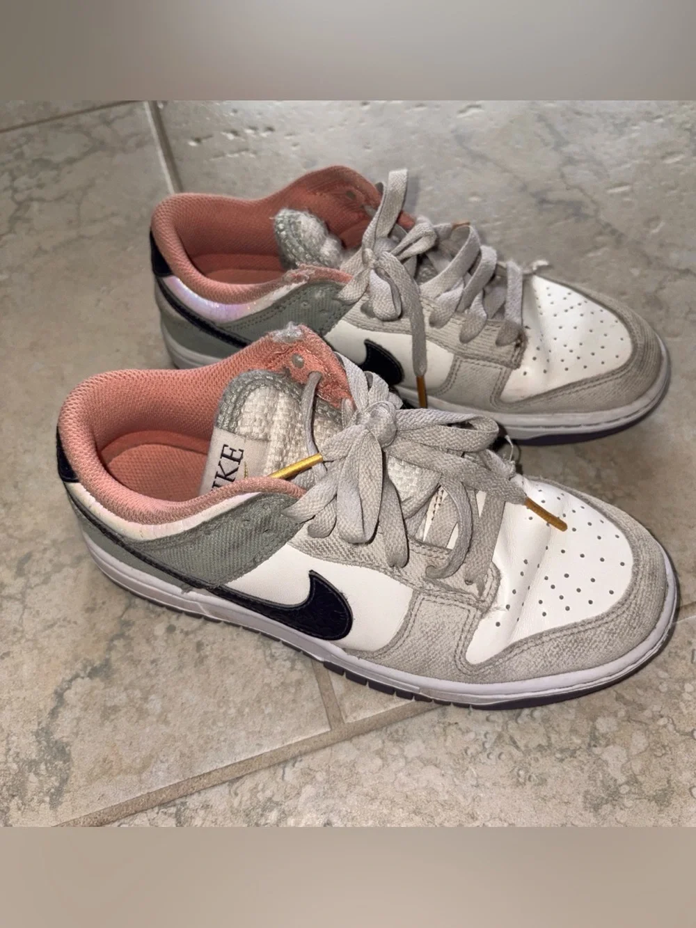 Nike Low-Top Sneakers in White, Gray, Pink & Black